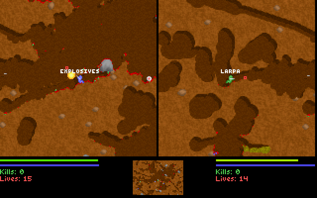 Liero gameplay screenshot 2